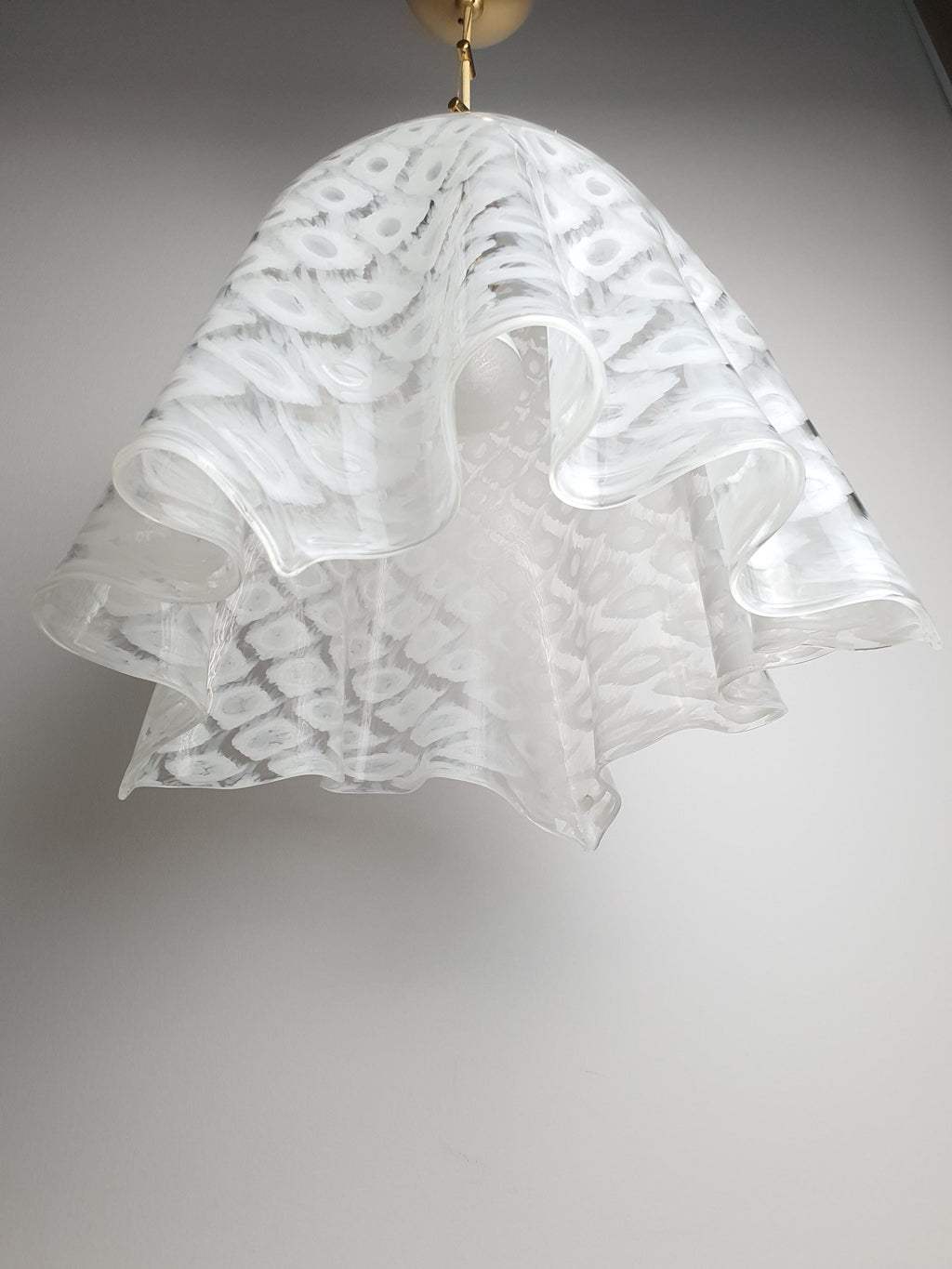 La Murrina Murano Glass Pendant Light: Bubbled White Skirt, Mid-Century Modern