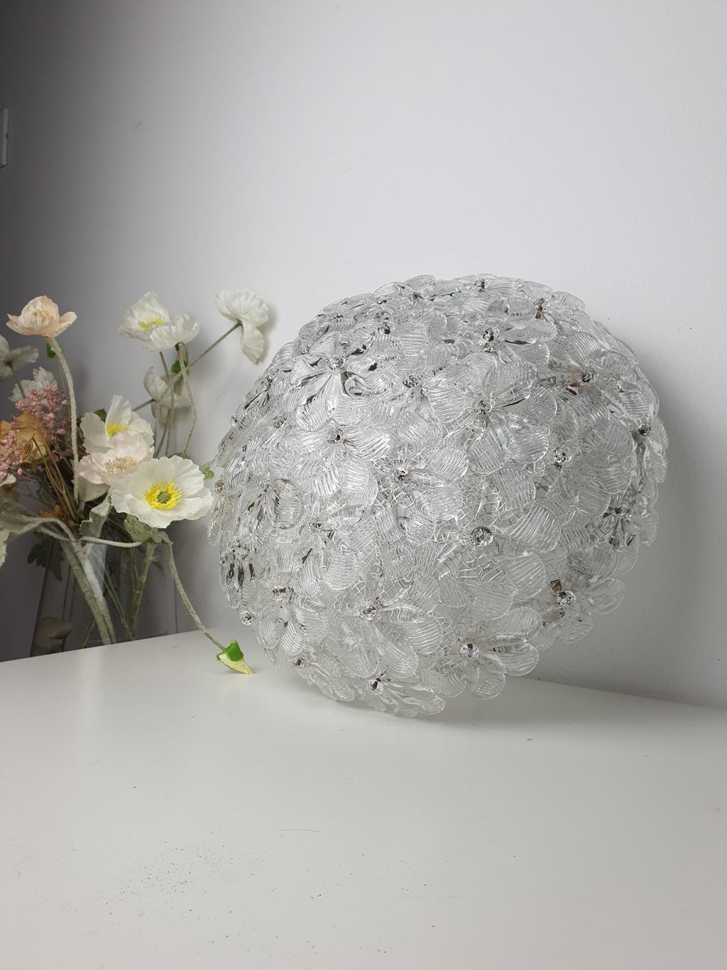 Seguso Murano glass dome light — full view showing millefiori surface texture