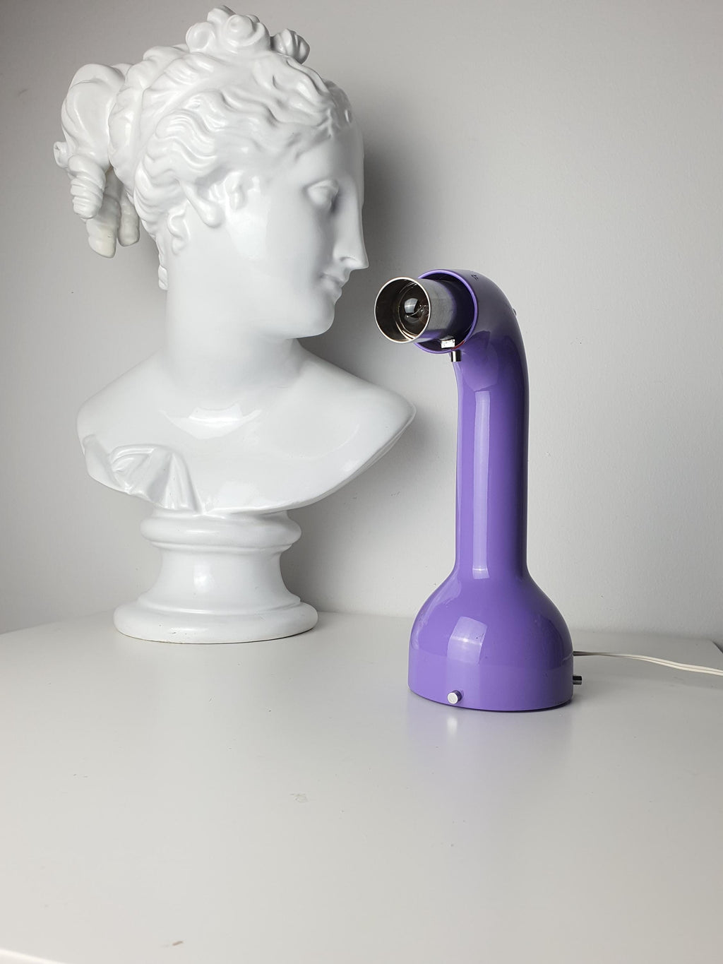 Space Age Purple Gooseneck Desk Lamp 1970s Italian Retro Lighting