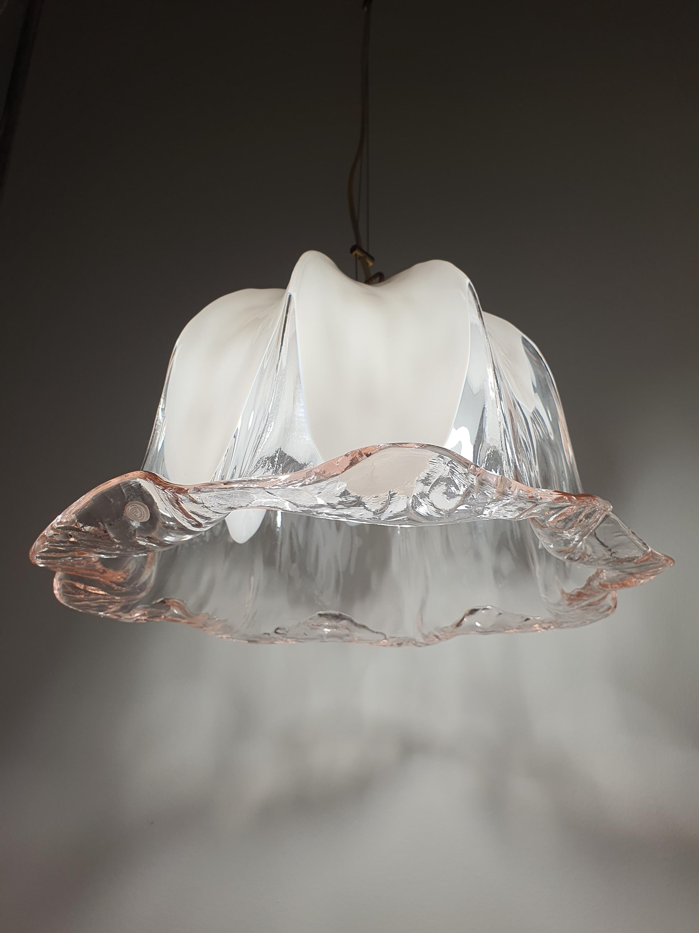 La Murrina Pink Tulip Pendant Light: Vintage Murano Glass Floral Lamp