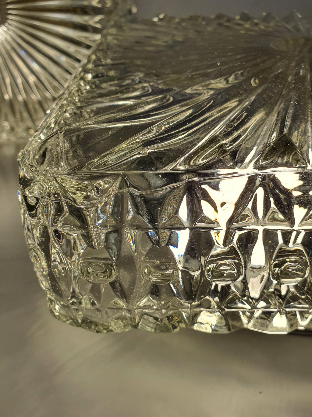 Pair of Brutalist Square Glass Wall Sconces or Ceiling Lights | Art Deco Light Fixtures | Mid-Century Modern Textured Glass Lamps