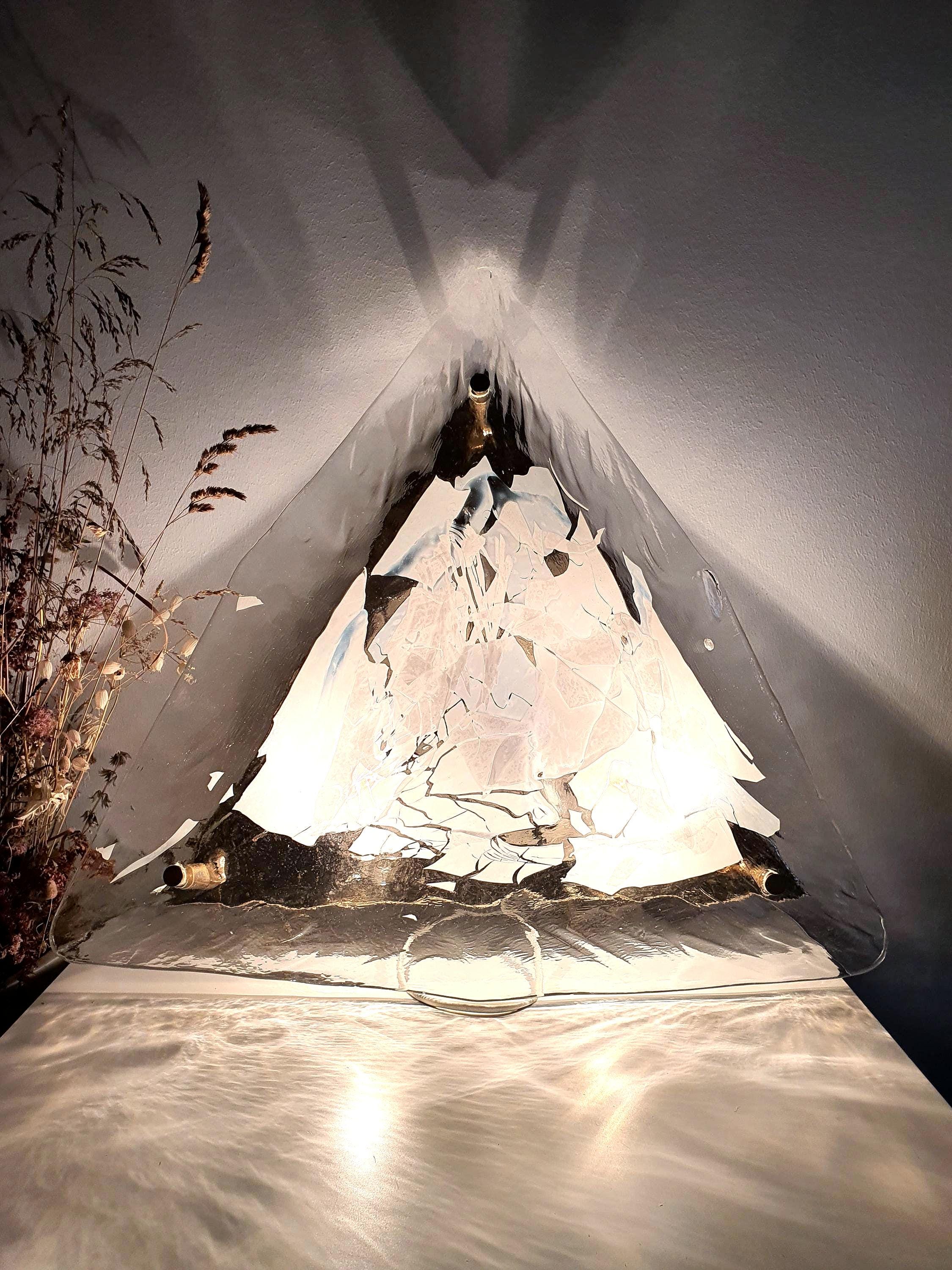 La Murrina Murano Glass Flush Mount Light: Art Nouveau Triangle, Golden Base
