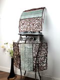 Paar große Mosaik Flasche Glas und Rattan Wandleuchtes, handgefertigt Vintage Beleuchtung
