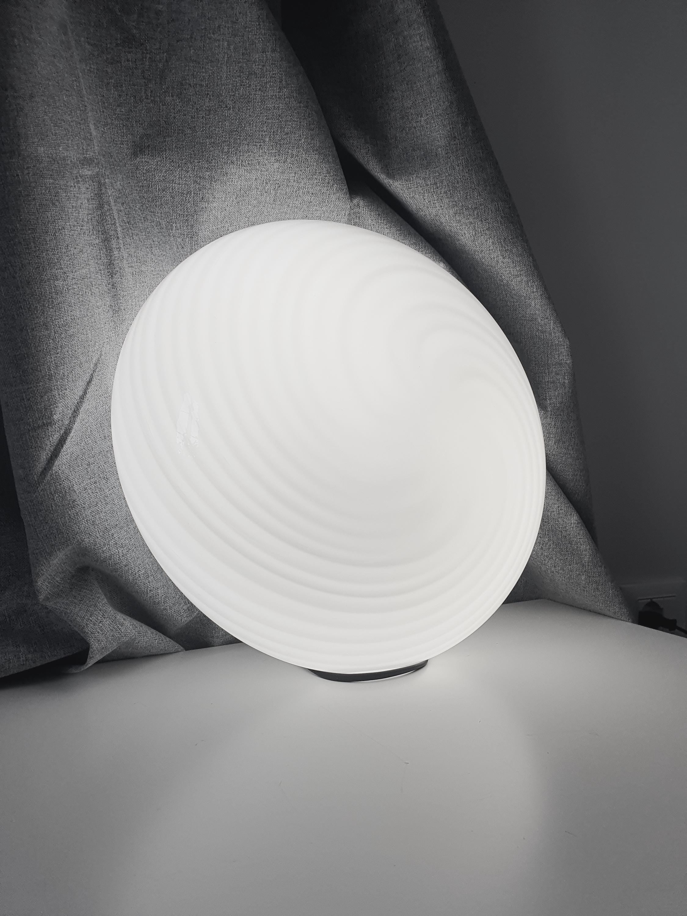 Vintage Murano Glass Swirl Lamp: 1980s MCM Flush Mount Light