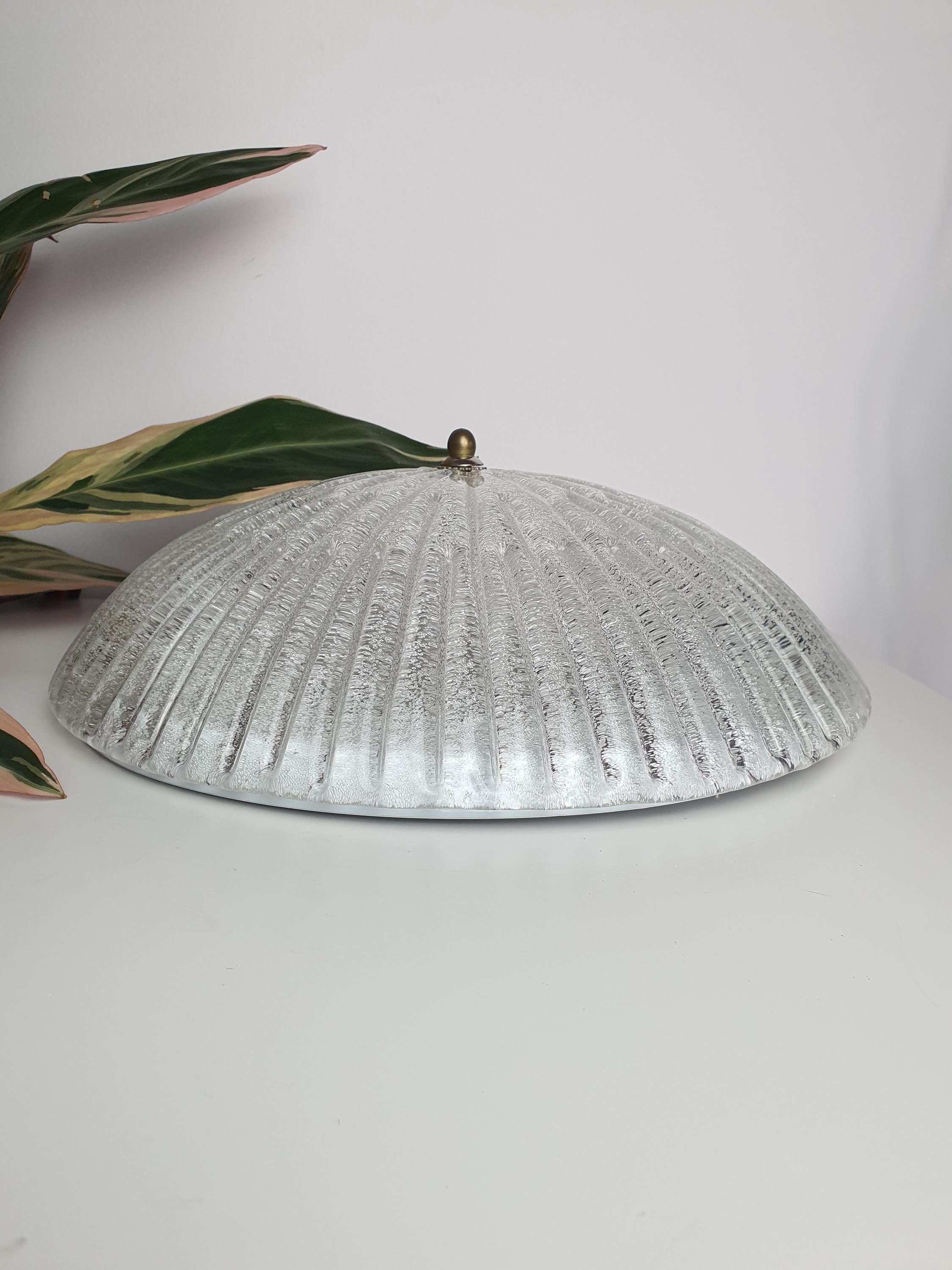 Friul Luce Vintage Floral Shell Flush Mount Light | Frosted Murano Glass Venetian Fixture