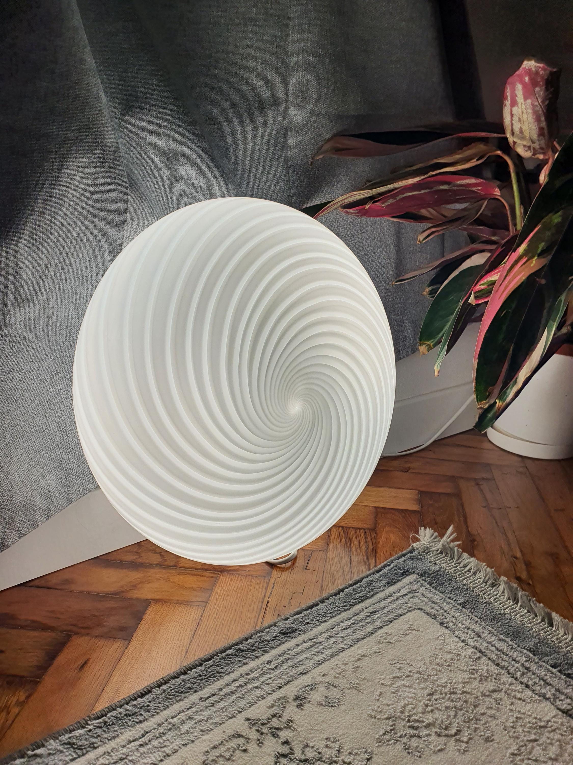 Vintage Murano Glass Swirl Flush Mount Light: Handcrafted Italian Ceiling Lamp