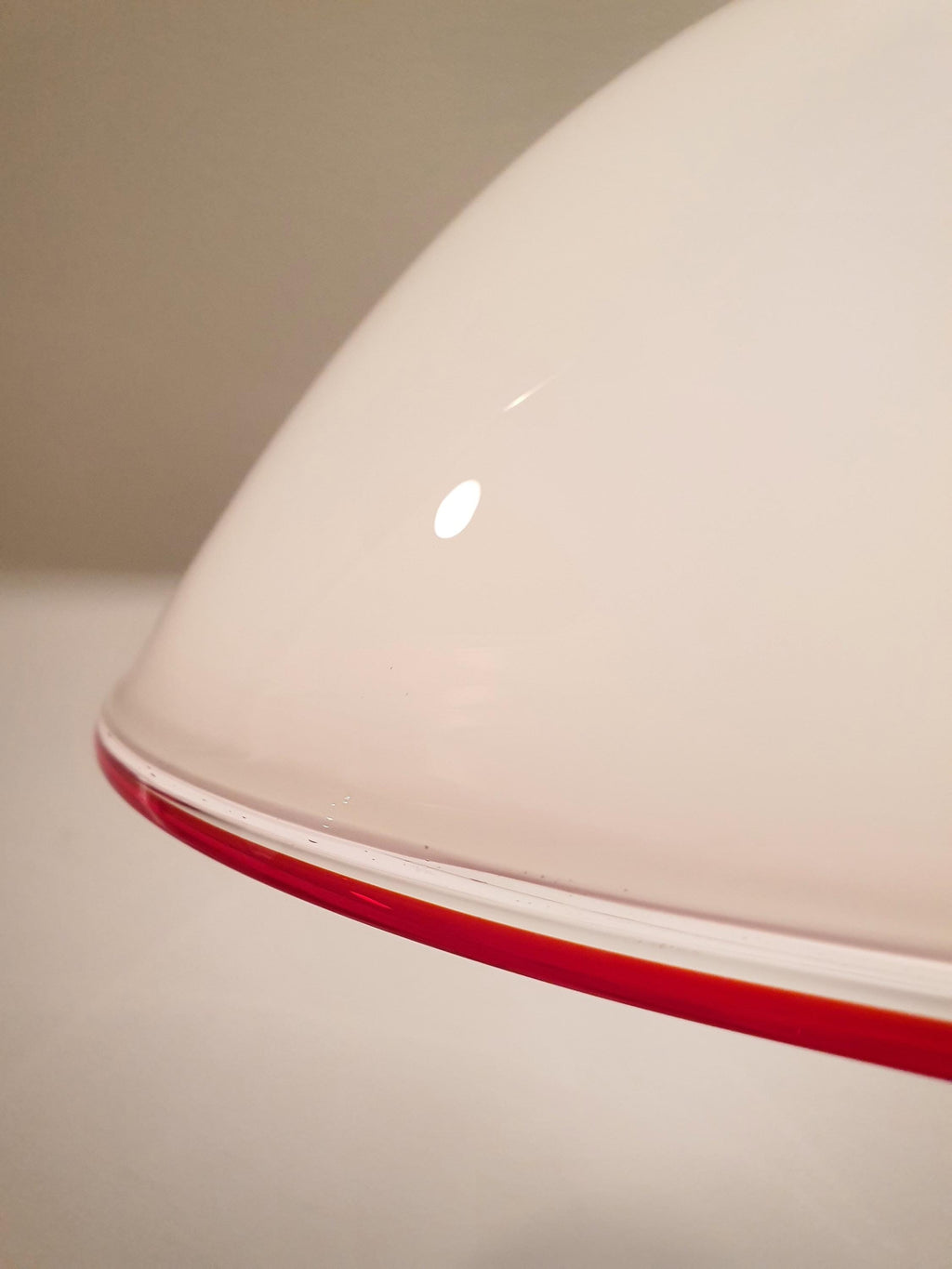 De Majo Vintage Murano Glass Pendant Light: Red Edge Bell Chandelier