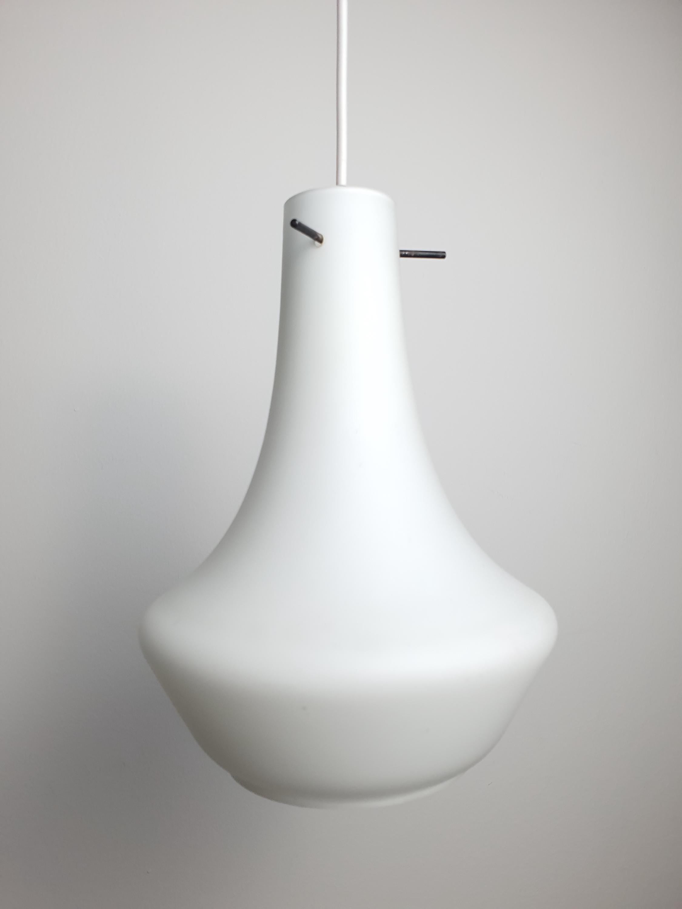 Vintage 1950s Italian Murano opaline pendant light — midcentury minimalist design
