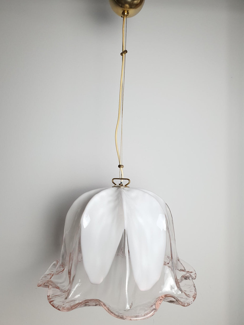 La Murrina Pink Tulip Pendant Light: Vintage Murano Glass Floral Lamp