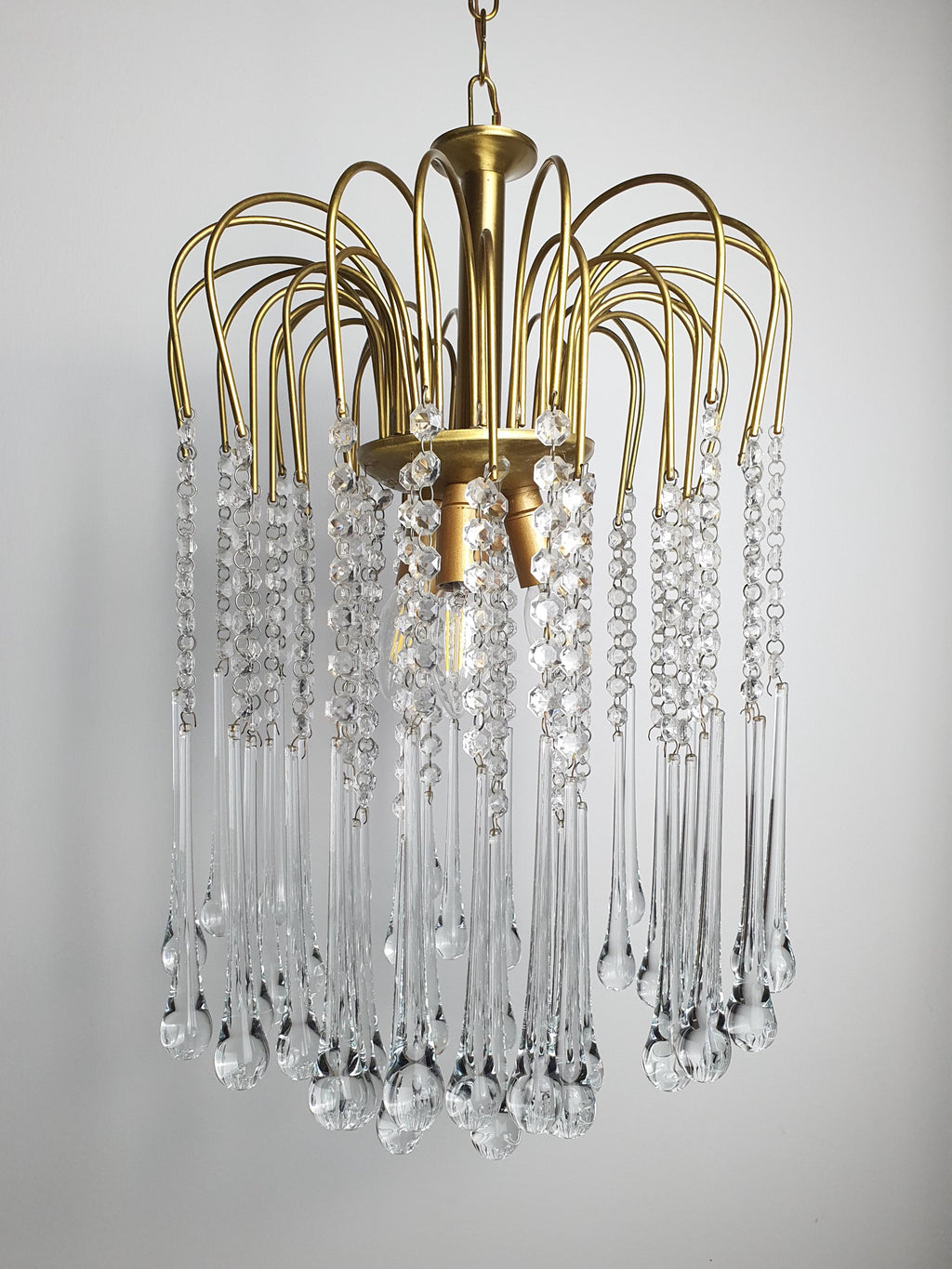 Vintage Murano chandelier — compact proportions W33×H45×D33cm, hallway or bathroom setting