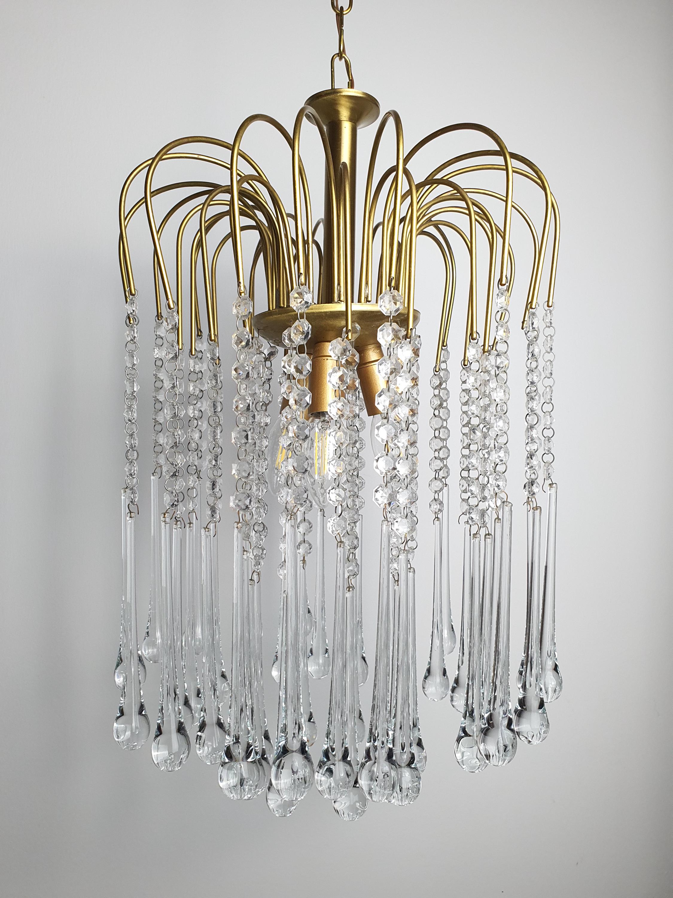 Vintage Murano chandelier — compact proportions W33×H45×D33cm, hallway or bathroom setting