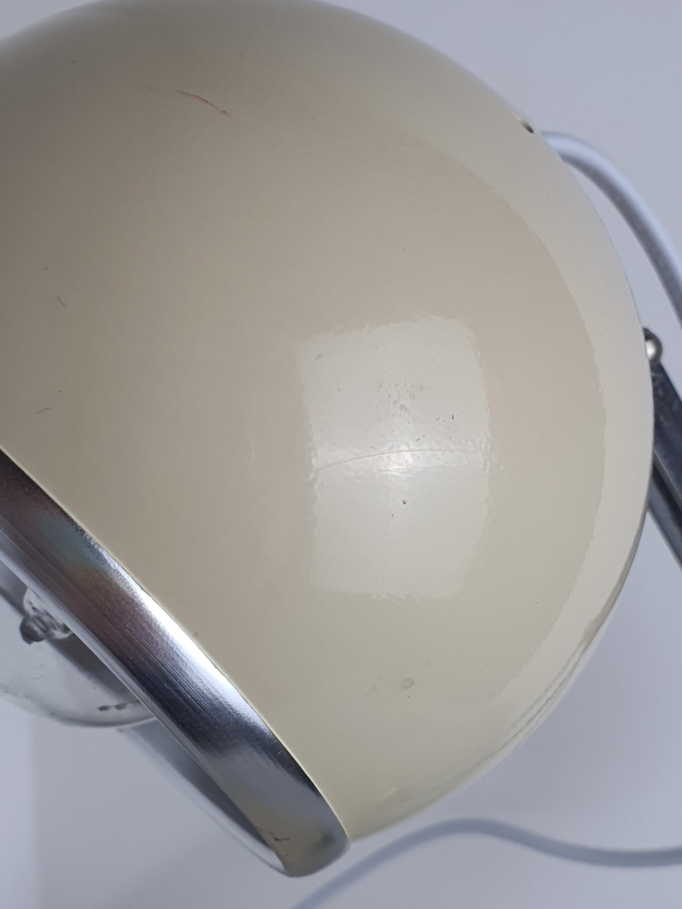 Beige and chrome eyeball Space Age vintage desk lamp / 1970s Italian retro lighting