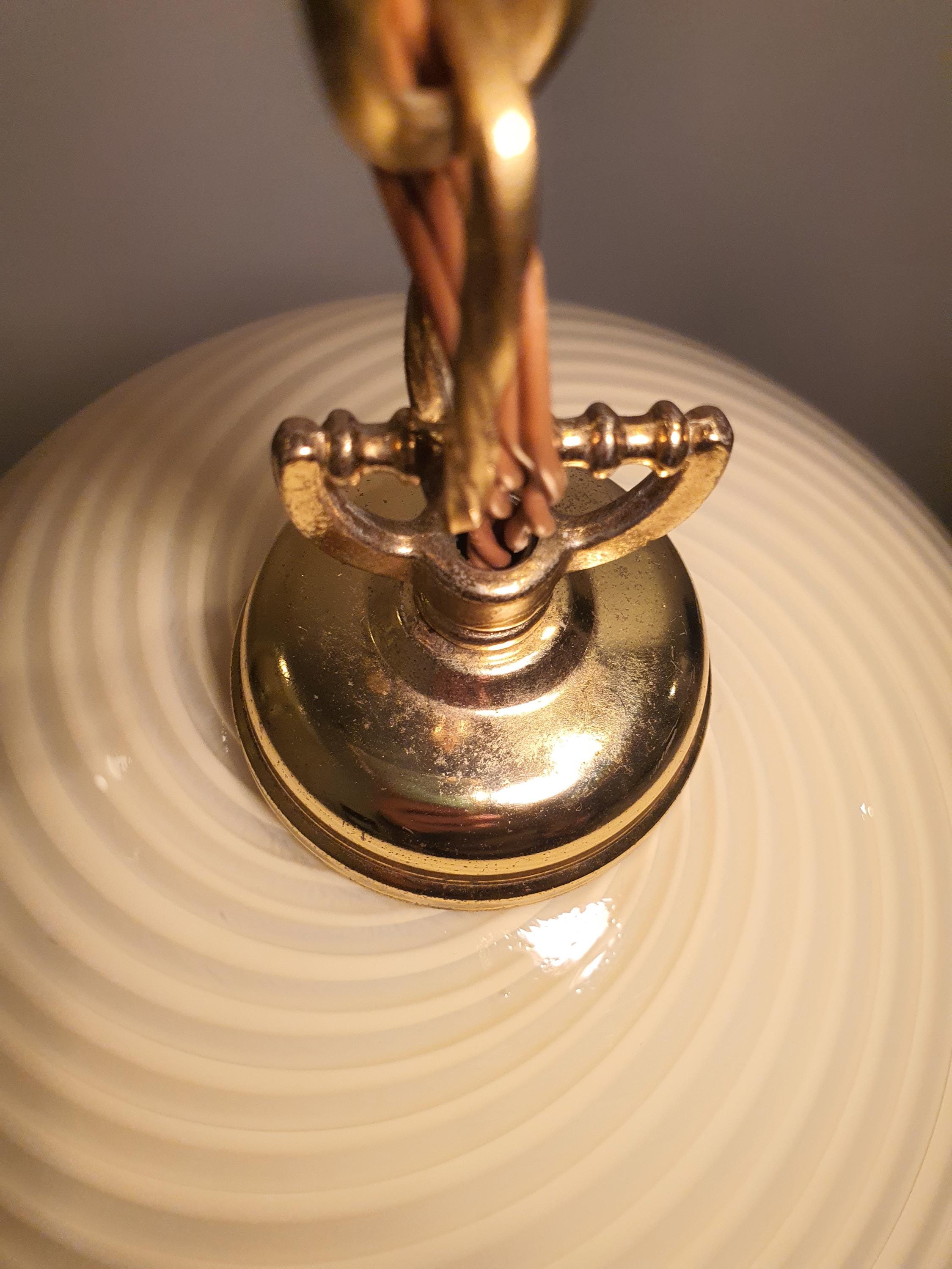 Vintage Beige Wirbel-Pendelleuchte aus Muranoglas – Italienisches MCM-Dekor