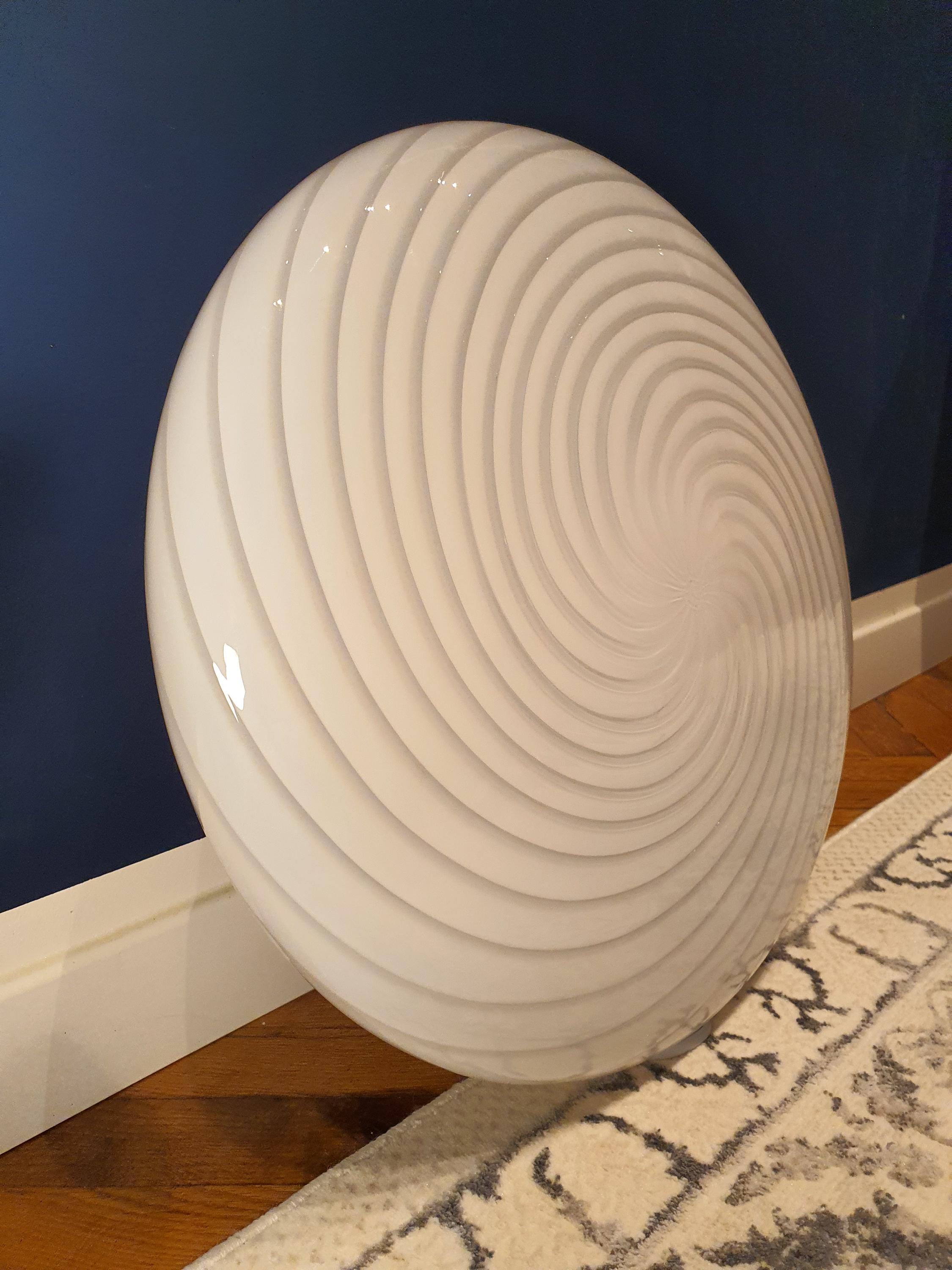 De Majo Murano Glass Flush Mount Light: Vintage White Swirl