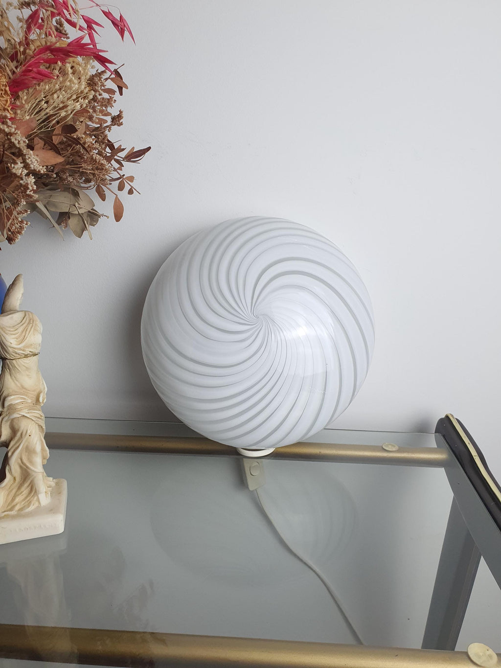 Vintage Murano Glass Swirl Flush Mount Light | Mid-Century Modern Retro Lighting