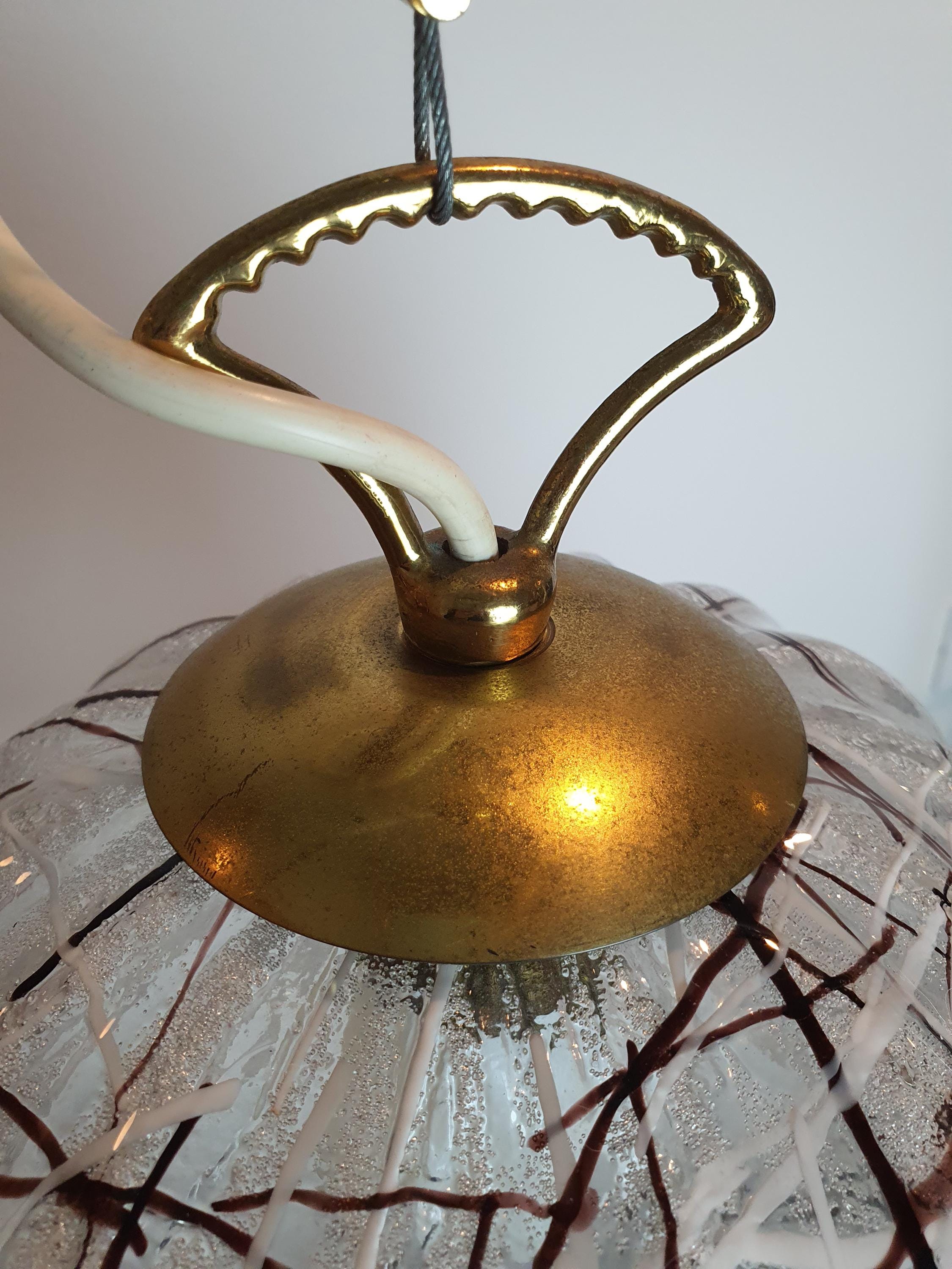 Vintage Murano Glass Pendant Light: Handcrafted Floral Tulip Lamp