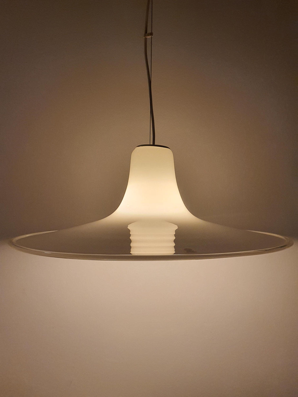 Vintage Murano Glass Pendant Light: Mid-Century Modern UFO Lamp