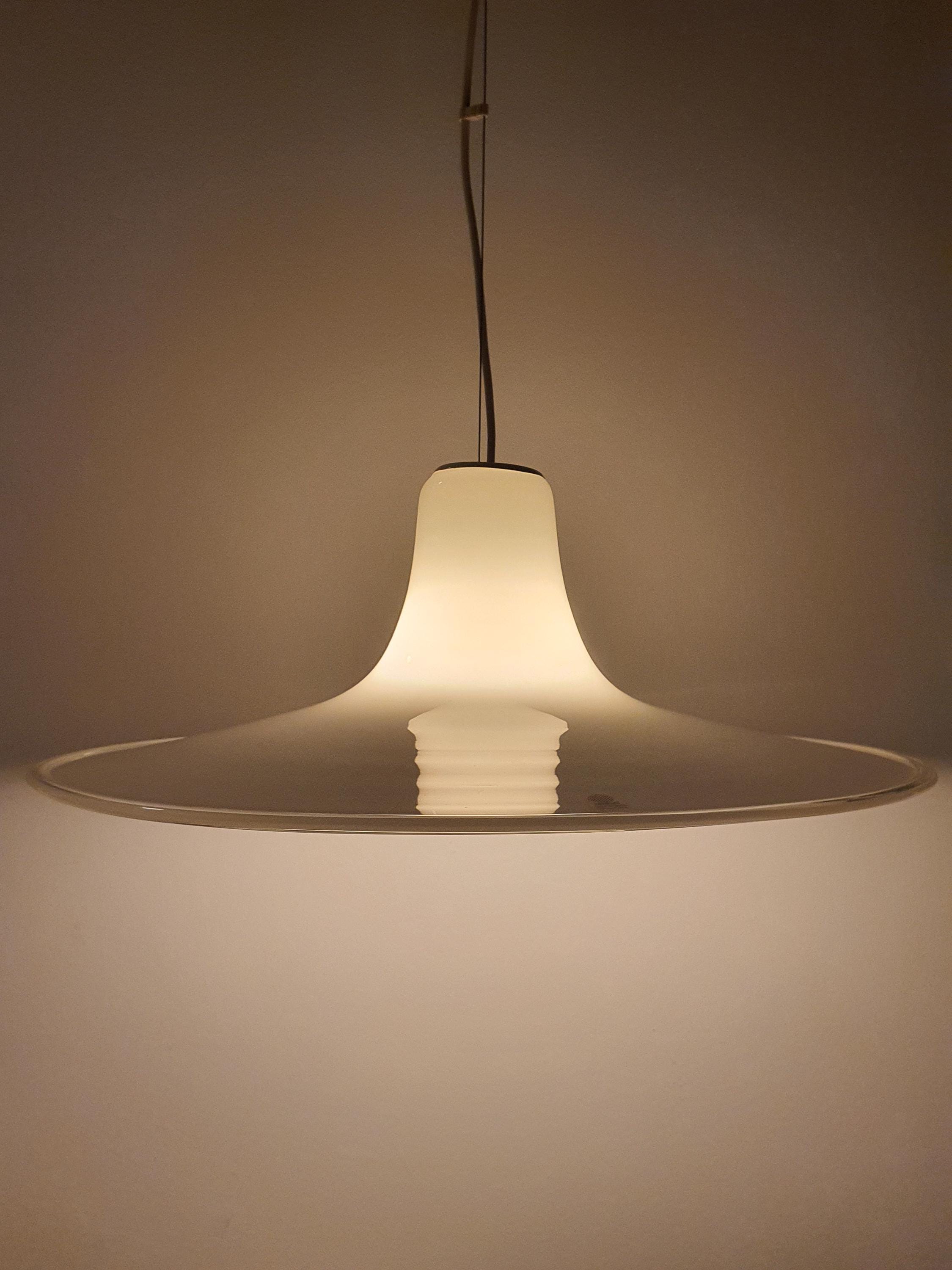 Vintage Murano Glass Pendant Light: Mid-Century Modern UFO Lamp