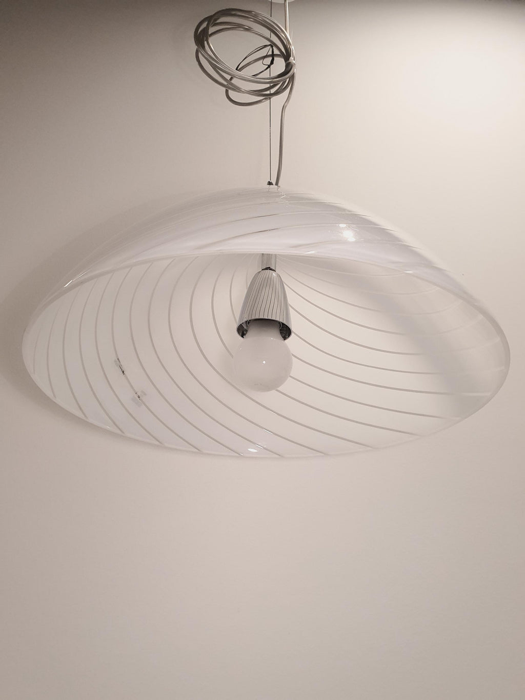 AV Mazzega Murano Glass Swirl Pendant Light: Italian Dome Lamp