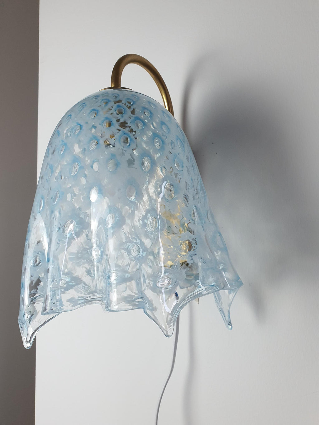 La Murrina Murano Glass Blue Flowing Wall Sconce | Vintage Art Deco Italian Lighting