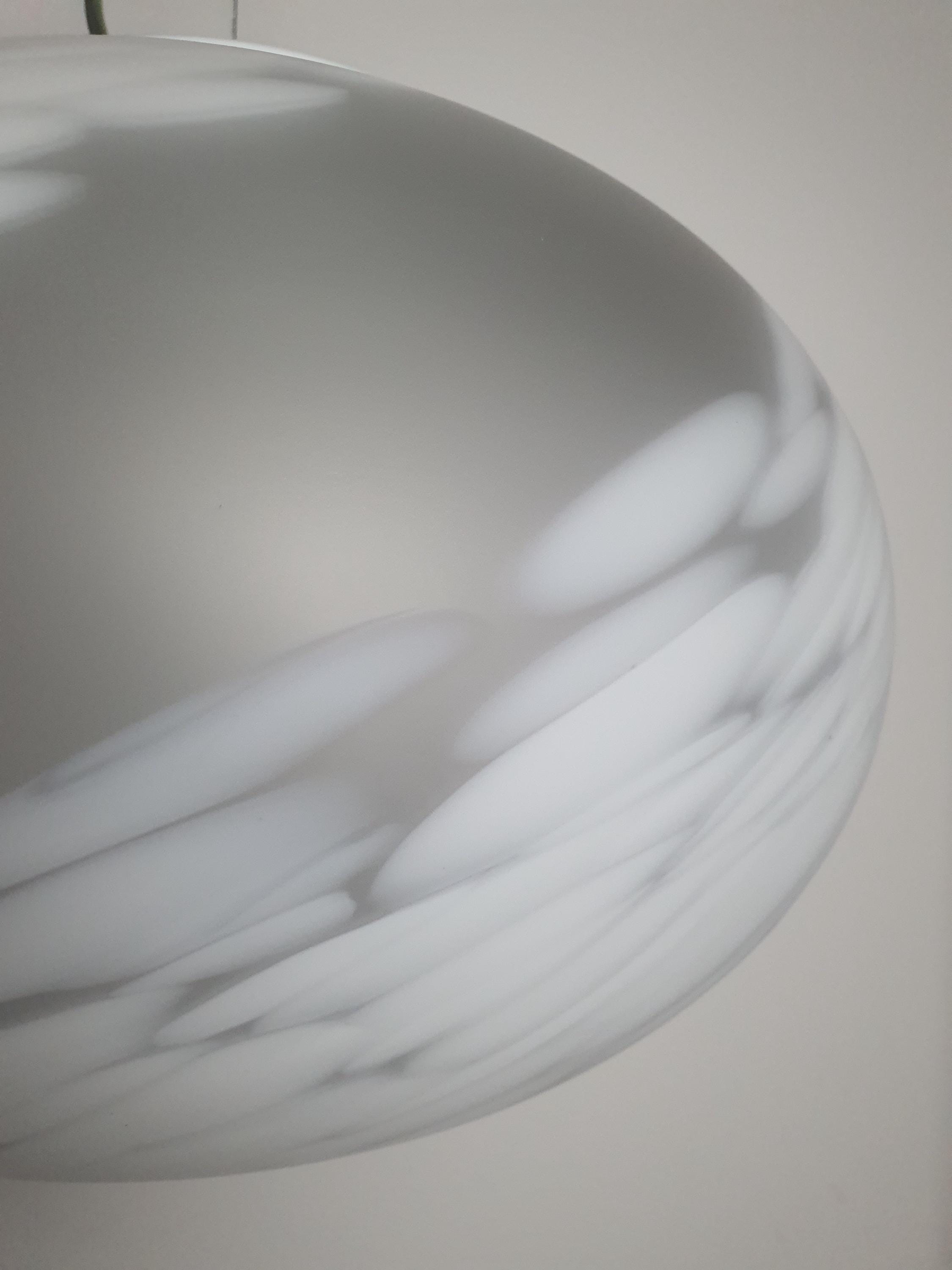 White Spotted Murano Glass Globe Pendant Light: Mid-Century Modern Italian Lighting