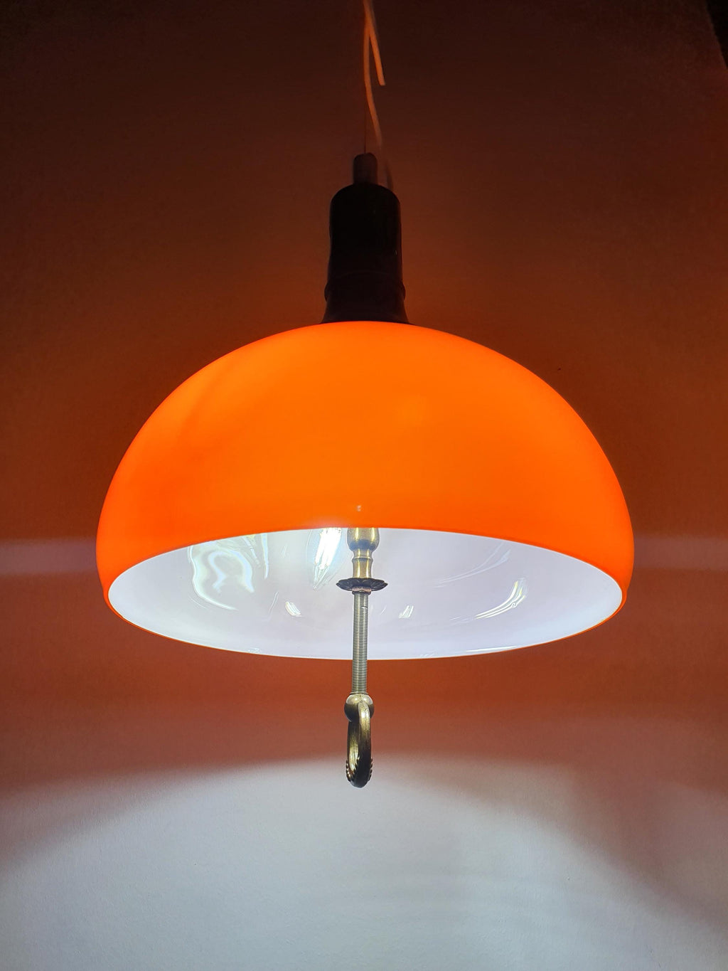 Vintage Italian Space Age Orange Kitchen Pendant Light Handcrafted Glass