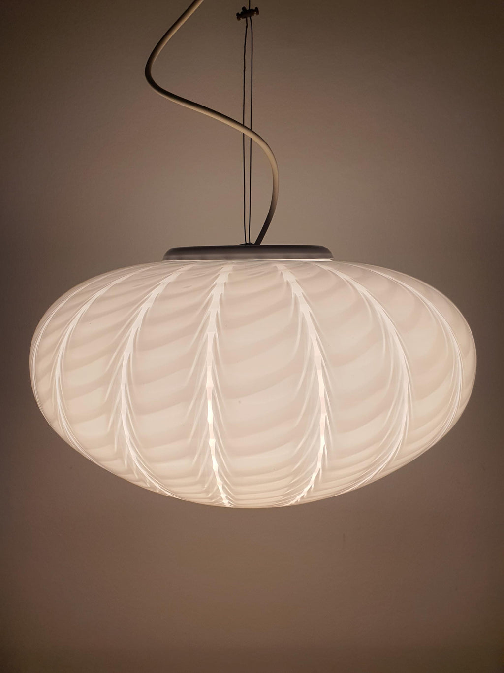 Murano Glass Wave Globe Pendant Light: Handcrafted MCM Scandinavian Decor