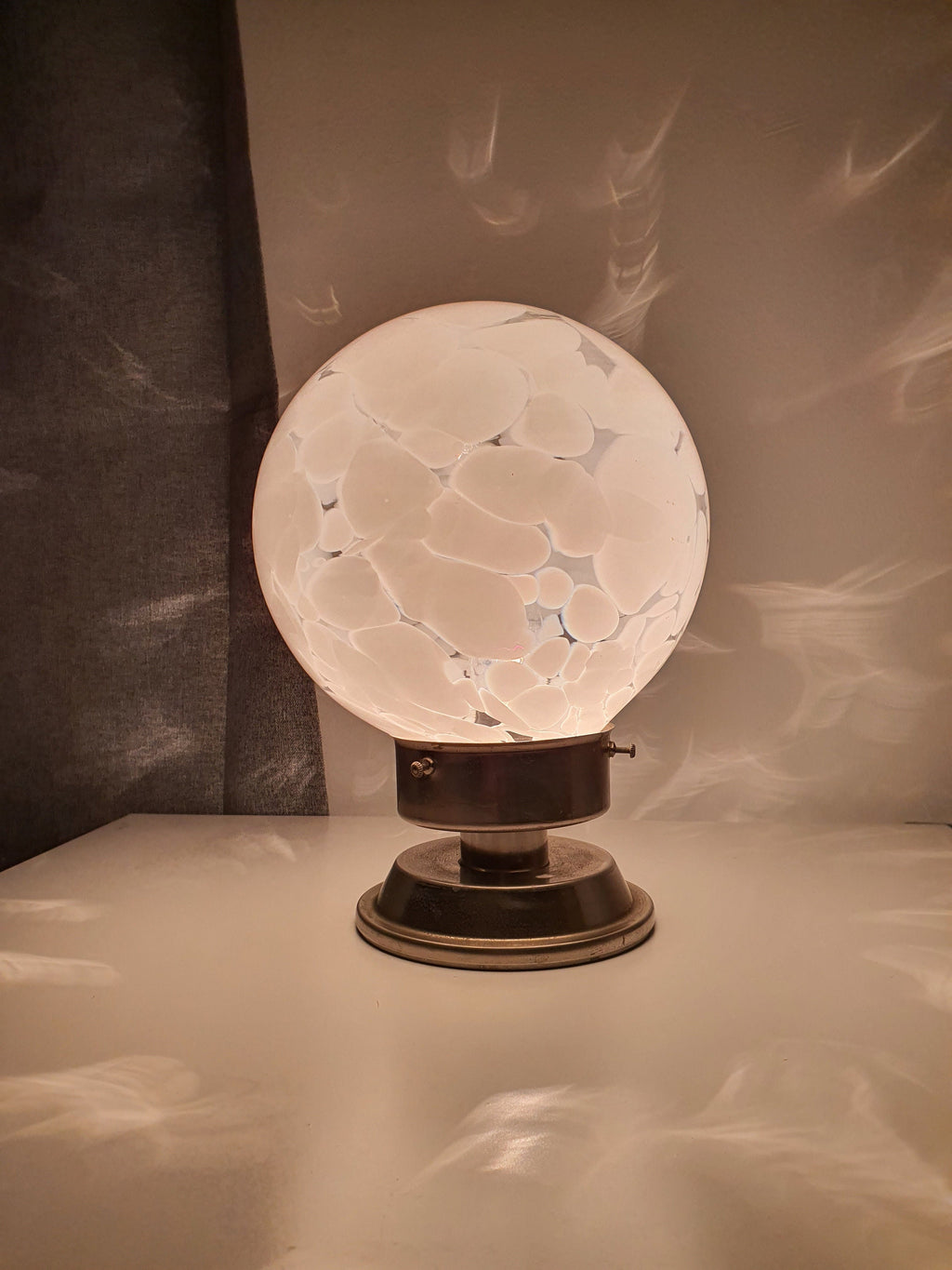 Murano Glass Globe Lamp: 1970s Italian Space Age Bedside Light