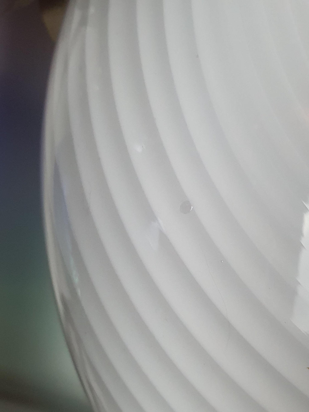 Large Vintage Murano Glass White Swirl Flush Mount Light