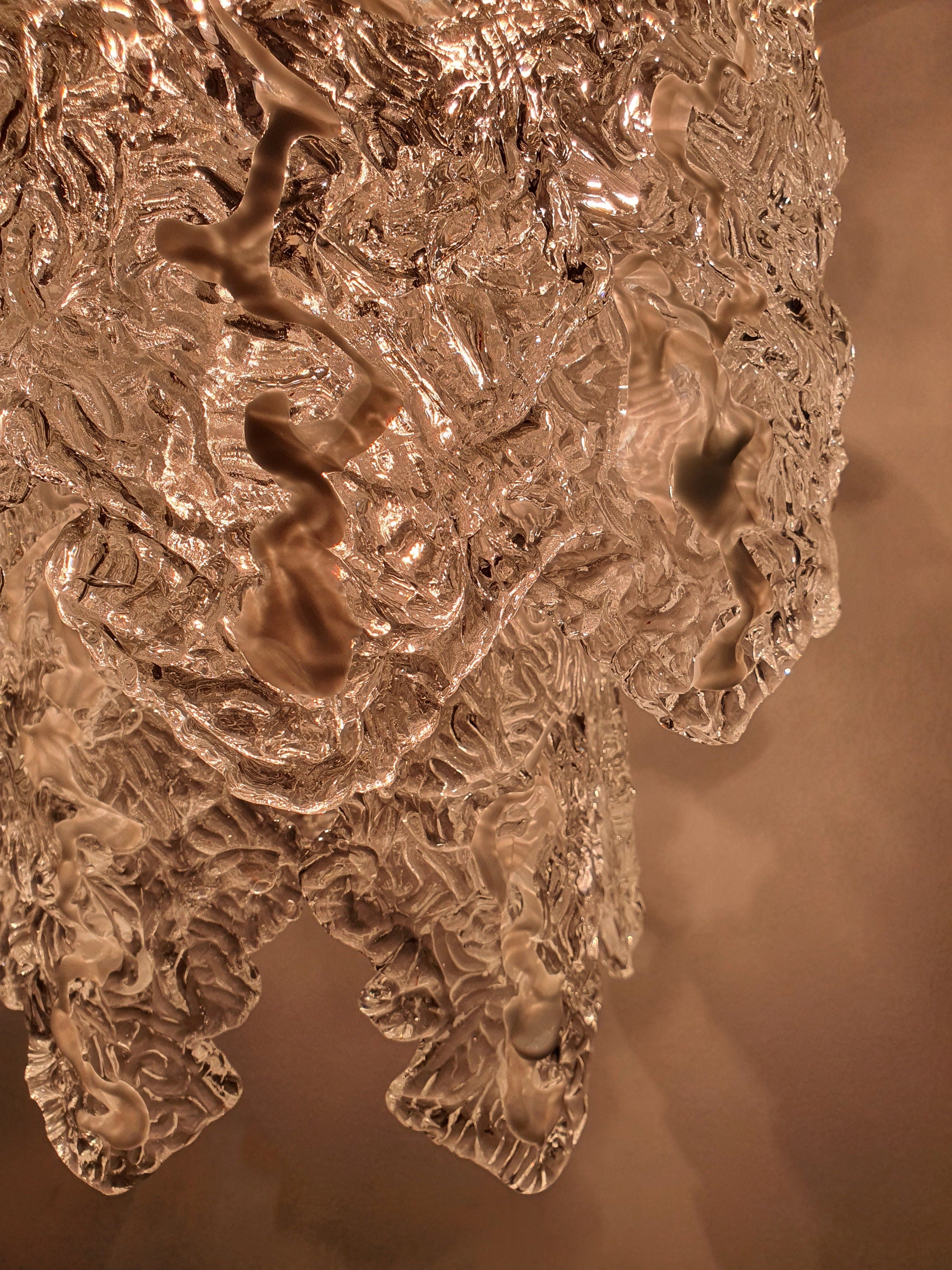XL Murano Glass Petal Chandelier: Carlo Nason Style, Mid-Century Modern