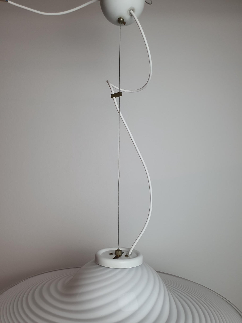 Vintage Swirl Murano Glass Pendant Light: Italian MCM Hat Lamp