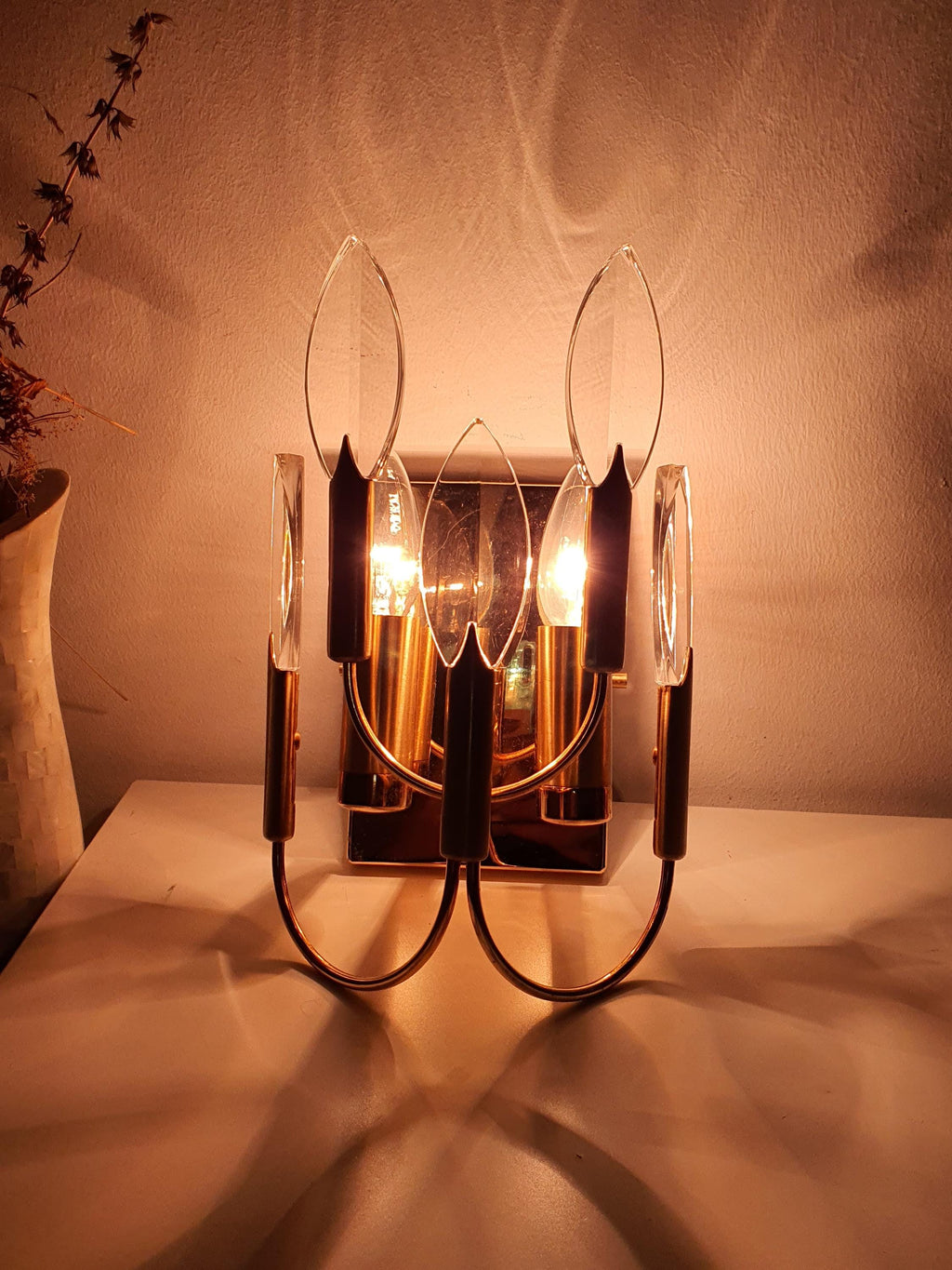 Single Gaetano Sciolari Vintage Crystal Wall Sconce | Hollywood Regency Italian Lighting