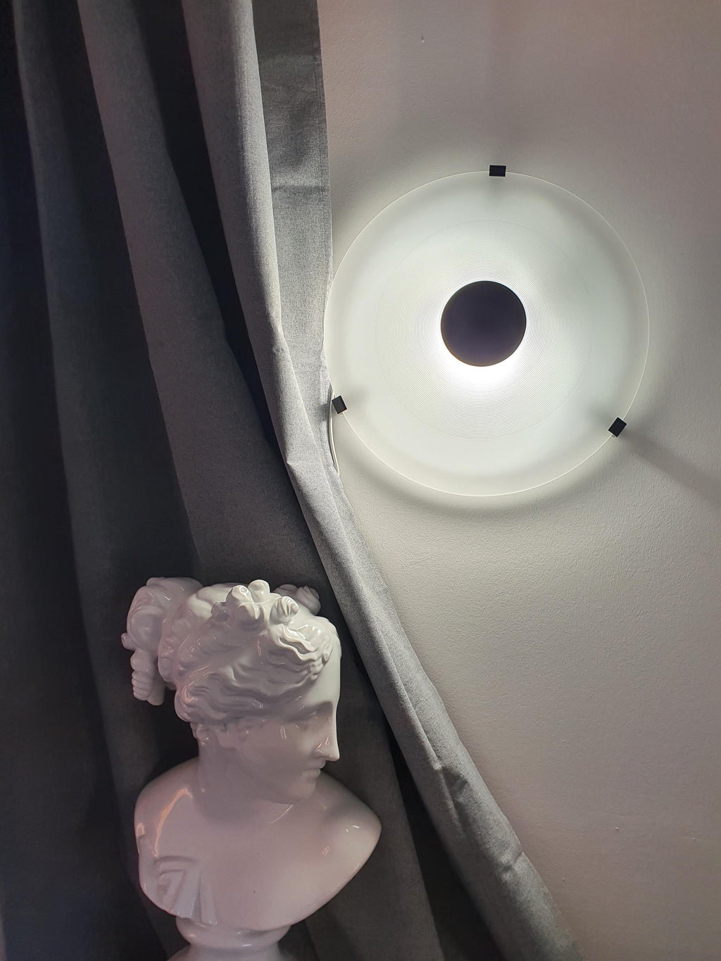 Memphis style Italian light fixture — medium pyramid, illuminated soft ambient glow