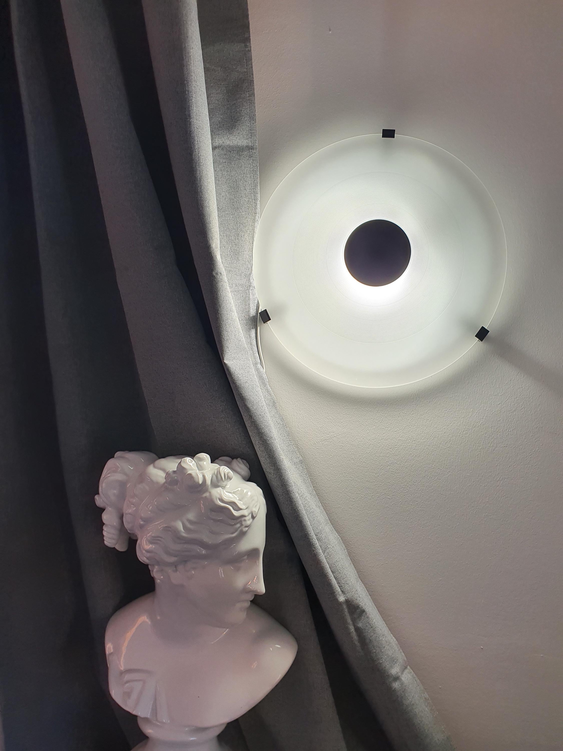 Memphis style Italian light fixture — medium pyramid, illuminated soft ambient glow