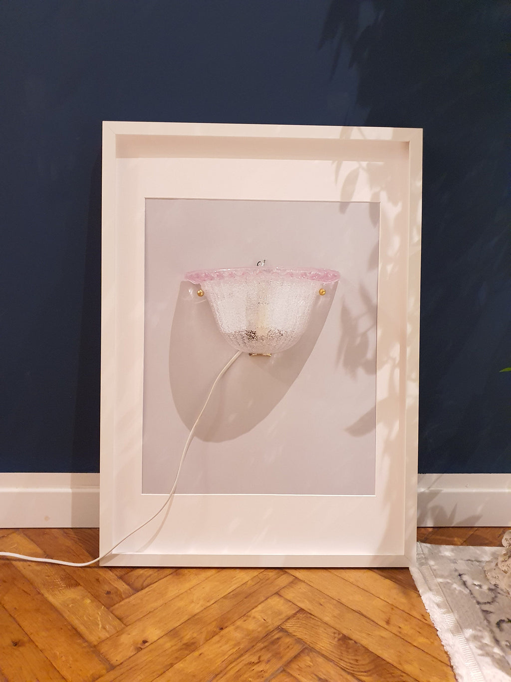 Hand-Crafted Murano Glass Flower Sconce: Art Deco Pink Wall Lamp
