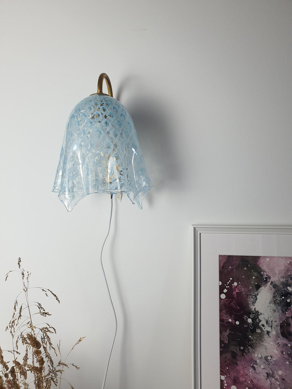 La Murrina Murano Glass Blue Flowing Wall Sconce | Vintage Art Deco Italian Lighting