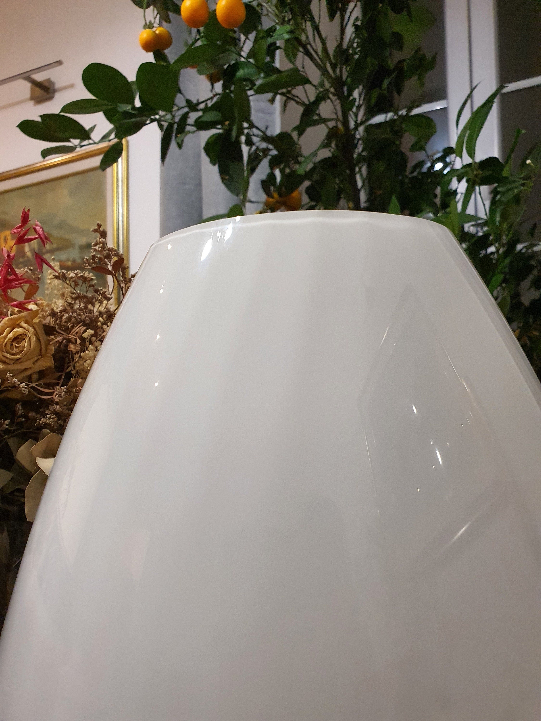 XXL Murano Glass Mushroom Lamp: White Swirl, Mid-Century Modern
