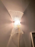 Vintage-Murano-dépolierte Muschelwandleuchte mit gelbem Bogen, Ideal-Lux-venezianisches Design