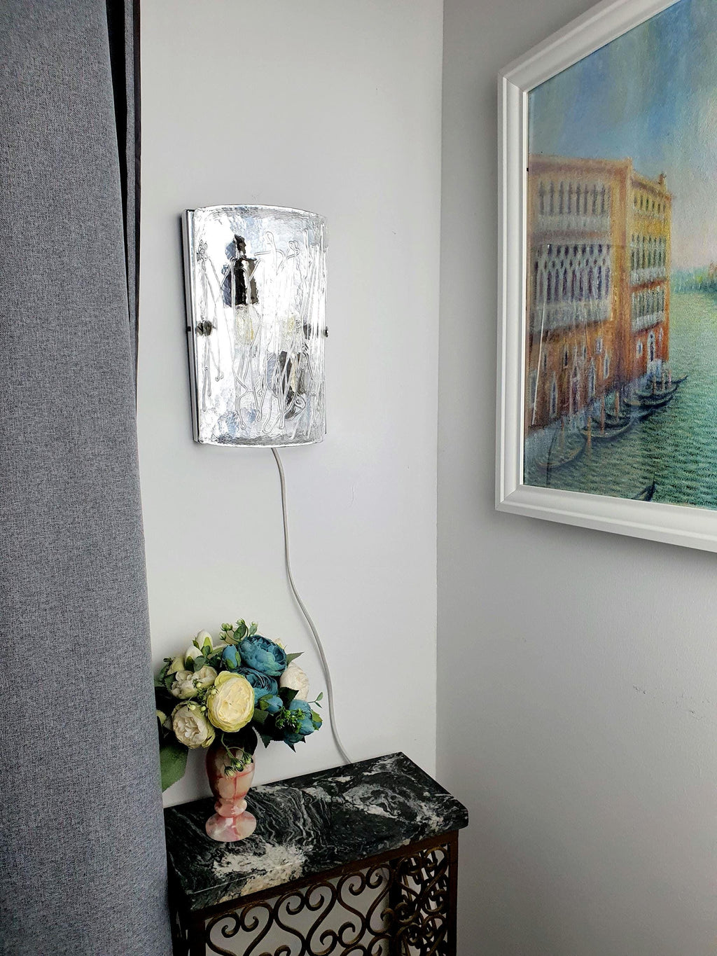 La Murrina curved clear Murano glass wall sconce