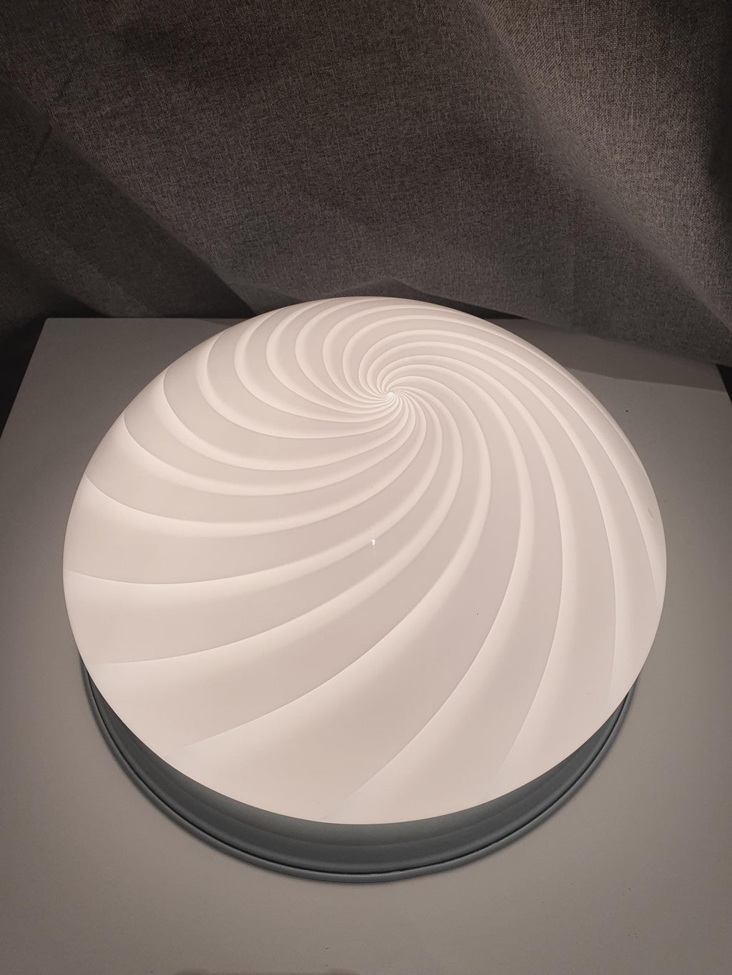 Vintage Murano Glass Swirl Flush Mount Light: White on Blue