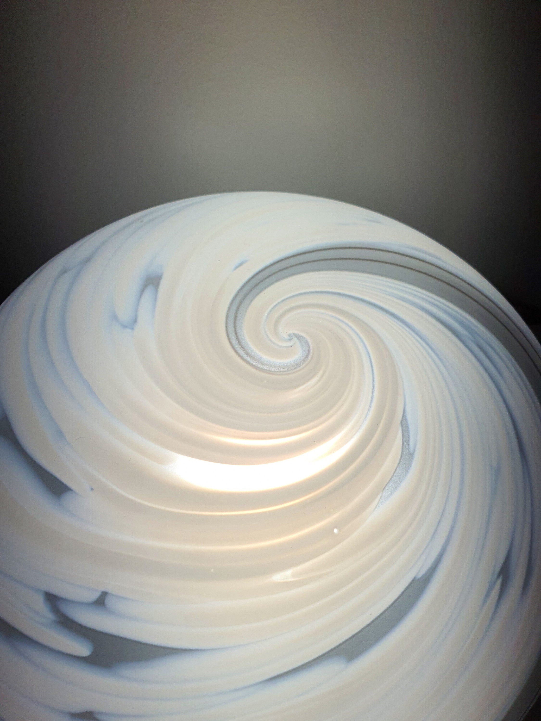 Murano Glass Globe Table Lamps: MCM Italian Swirl Bedside Lamps