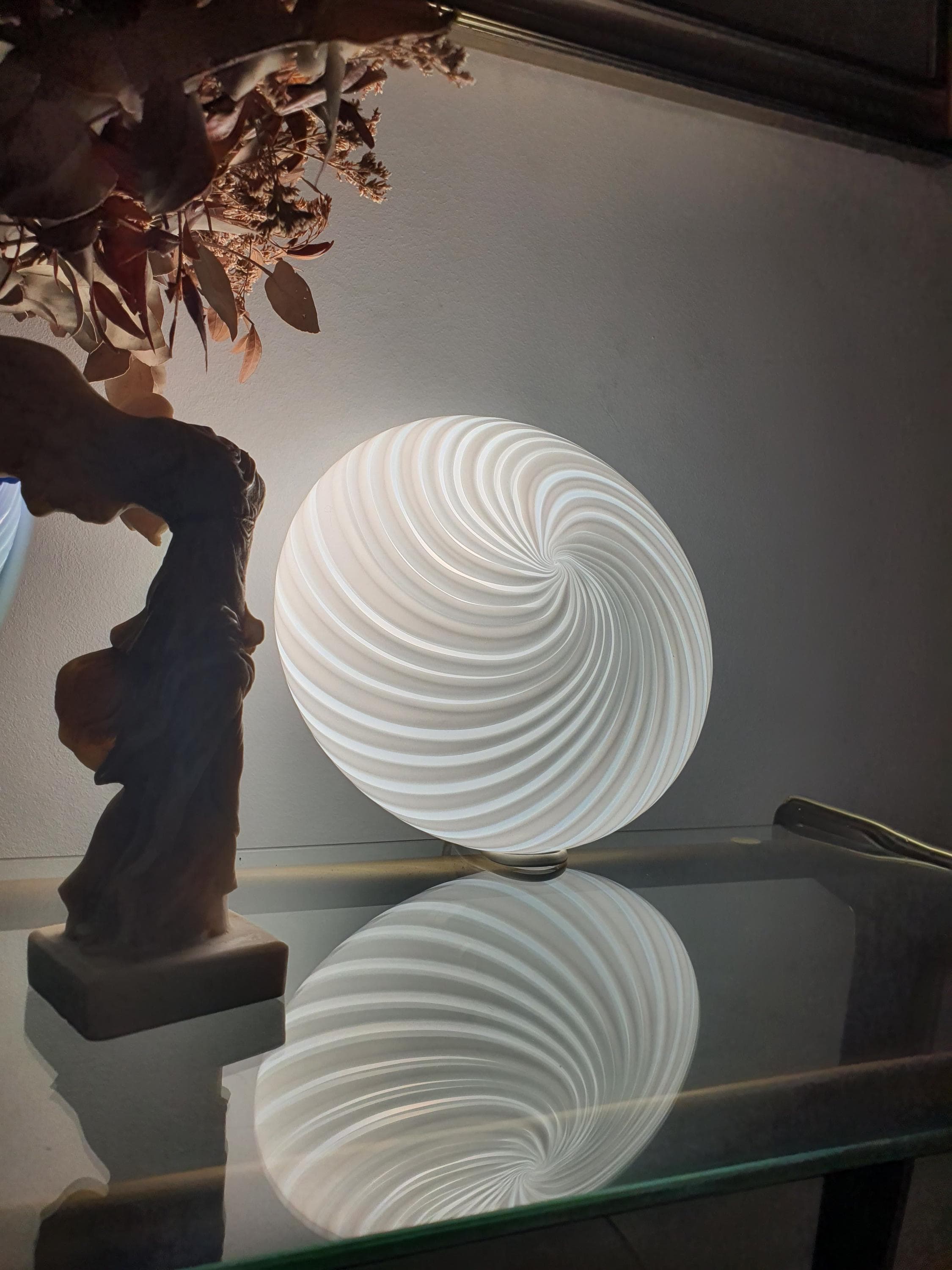 Vintage Murano Glass Swirl Flush Mount Light | Mid-Century Modern Retro Lighting