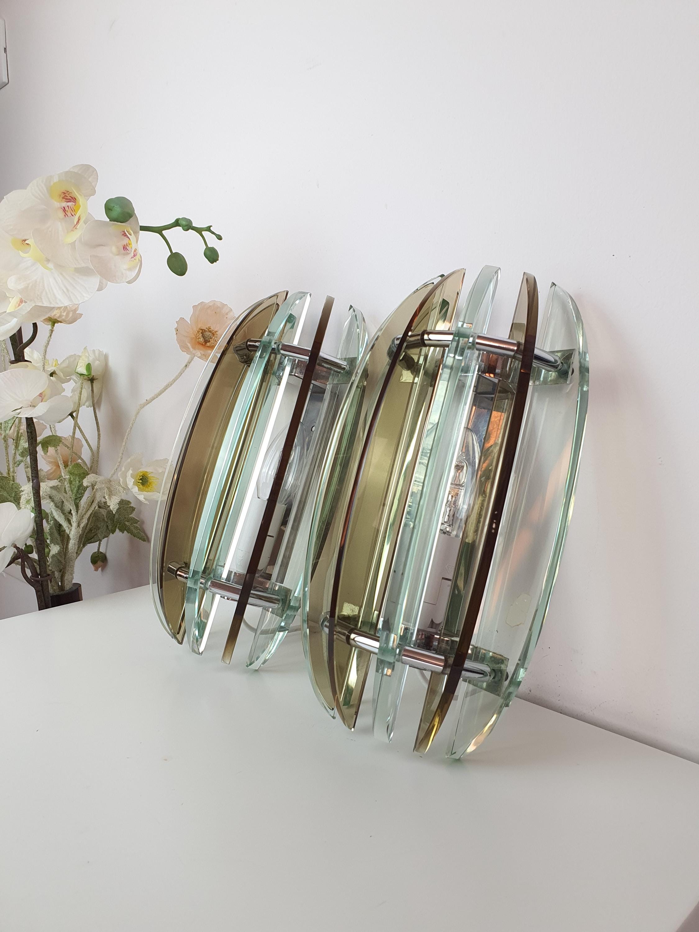 Veca UFO Glass Wall Sconces: Mid-Century Modern Italian Lighting