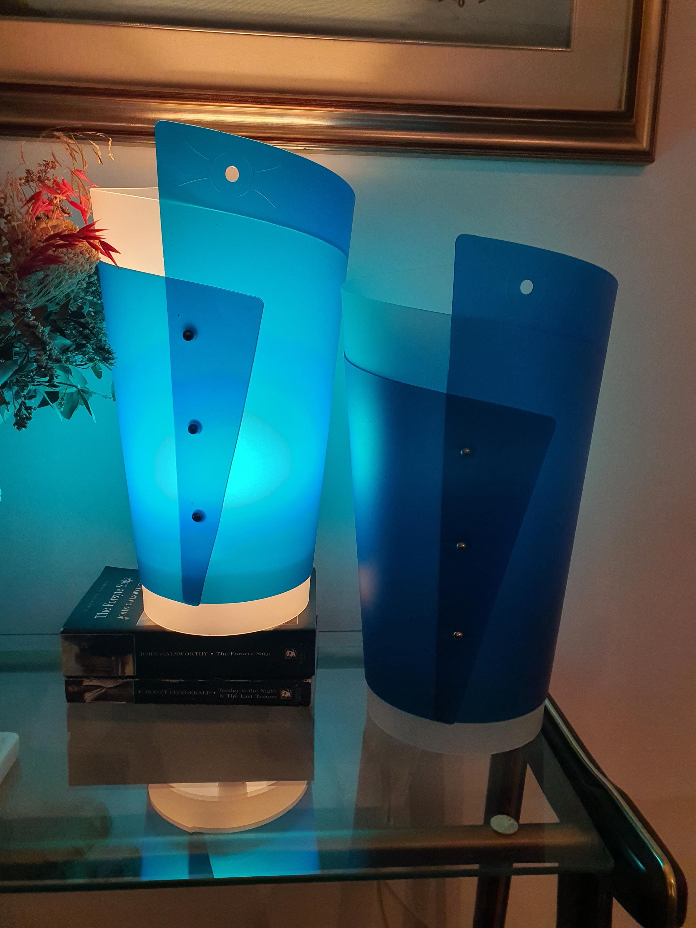 Pair of Blue Energy Light Table Lamps | Samuel Parker for Slamp, 1980s Italian Design