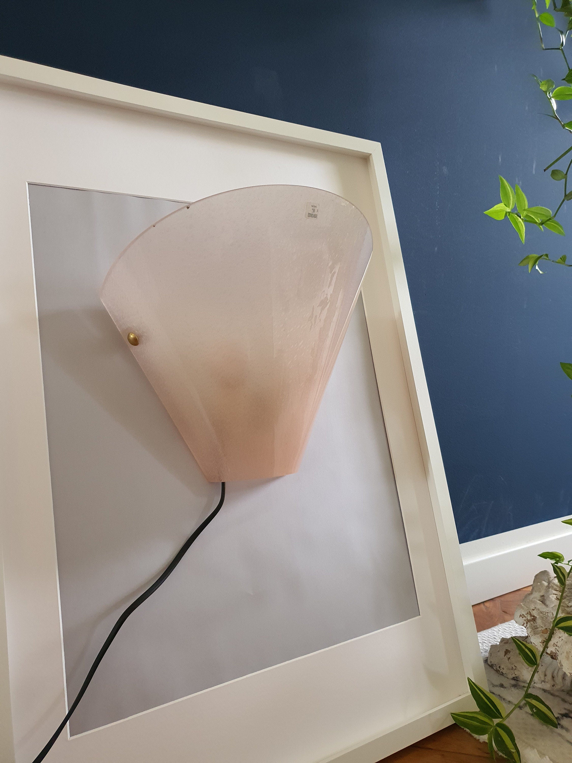 Murano Glass Pink Wall Sconce: Midcentury Art Deco Italian Lighting
