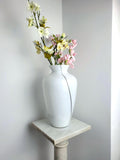 Vintage-Murano-white Glas Vase mit dünne schwarz Linie, minimalistisch Italienisch Midcentury Design