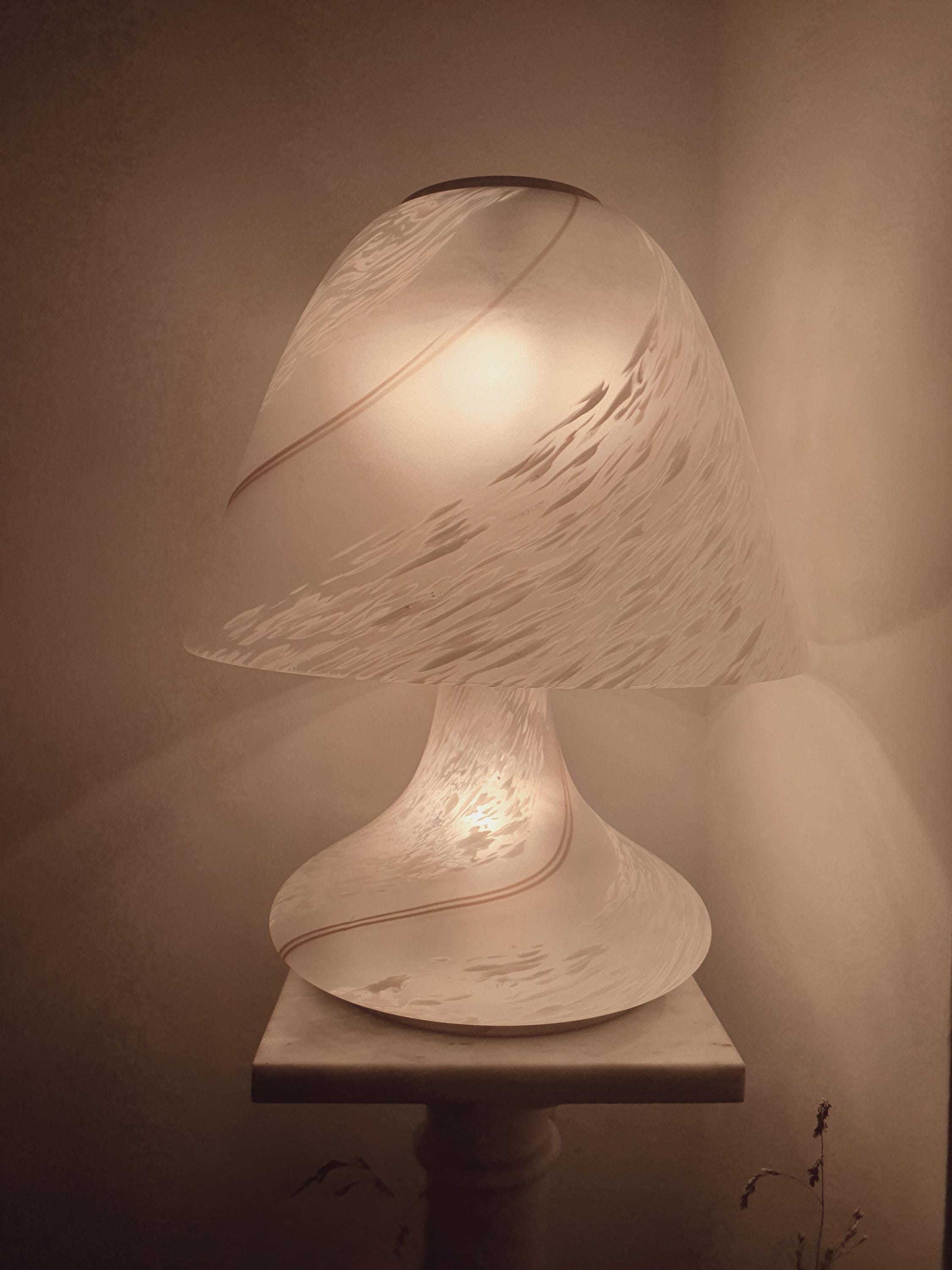 Large Murano Glass Mushroom Lamp: Italian Retro Ambient Light