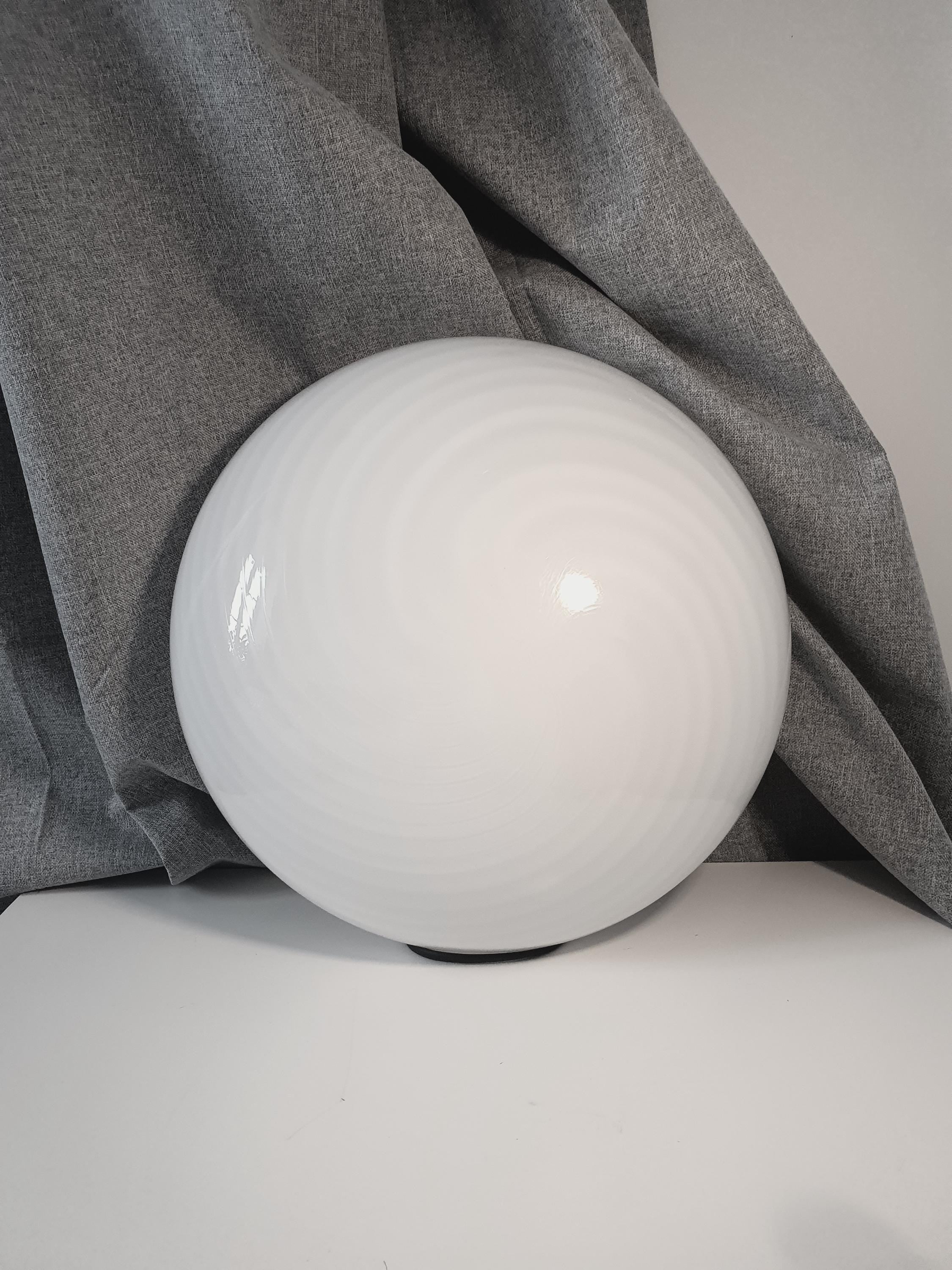 Vintage Murano Glass Swirl Lamp: 1980s MCM Flush Mount Light