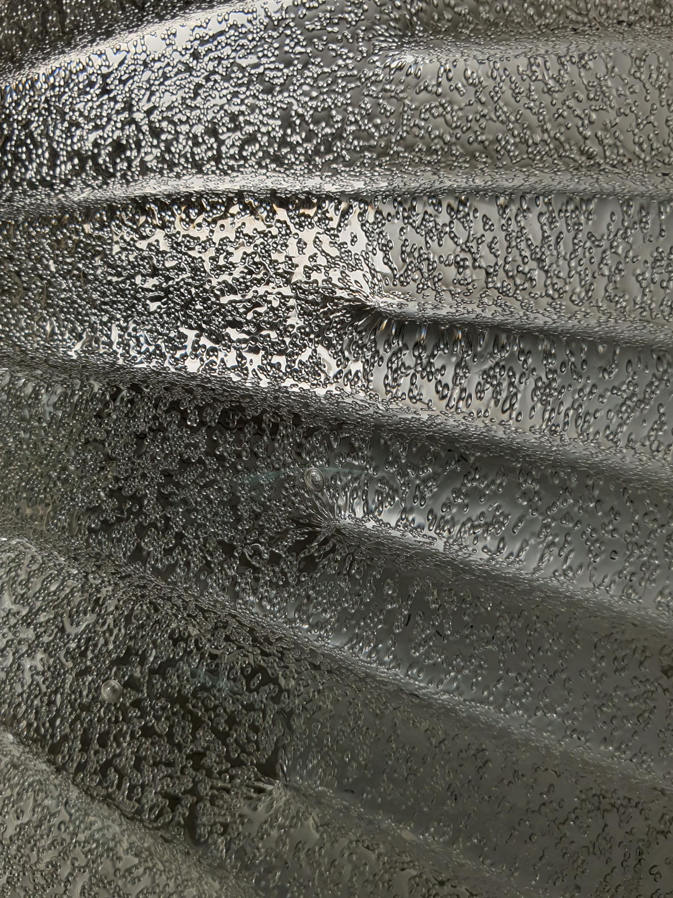 Vintage Murano ribbed shell flush mount unlit, showing shell silhouette, thick ribbed glass and smooth glossy exterior