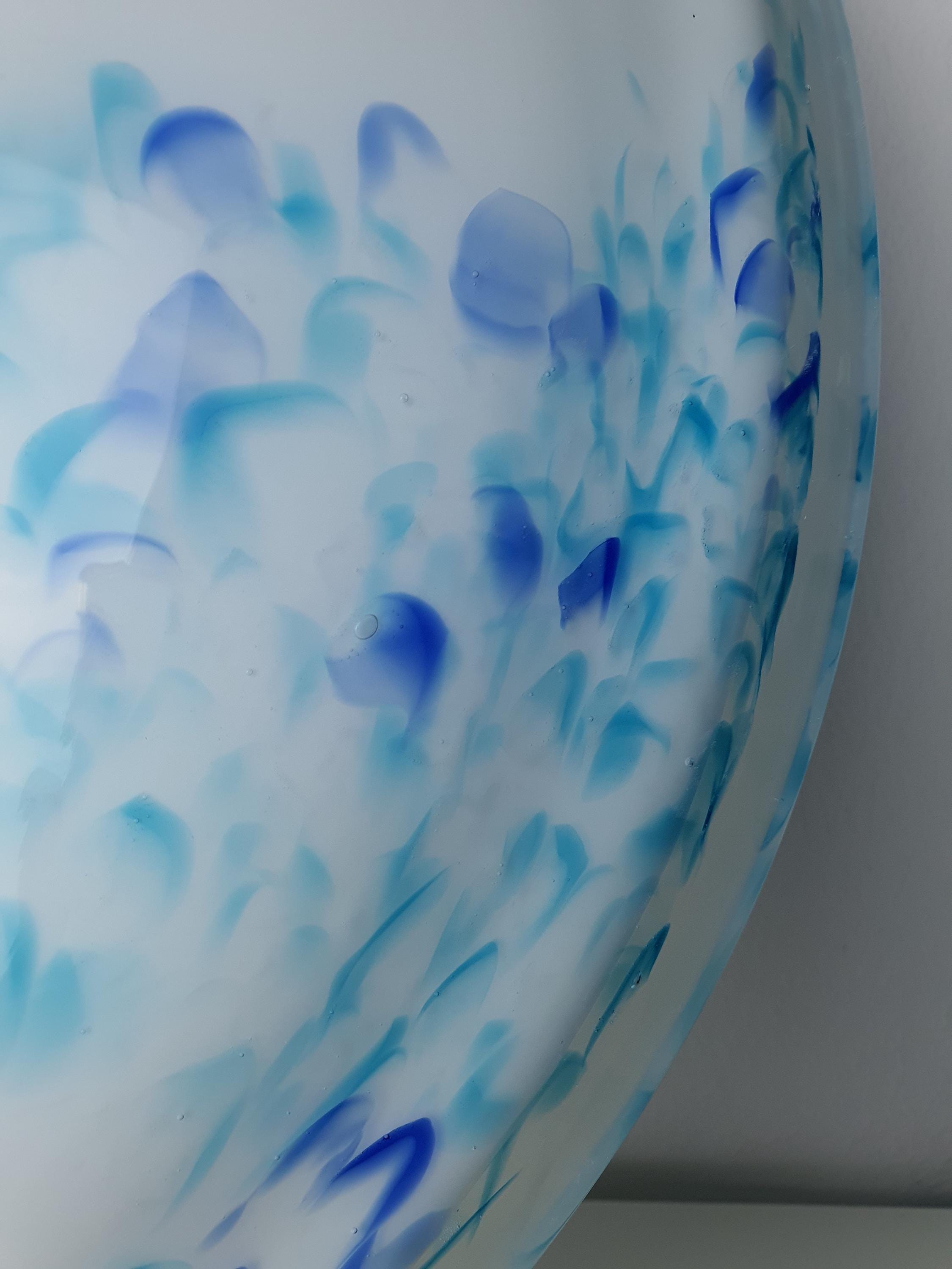 Vintage Murano Glass Flush Mount with Blue Murrine Spots